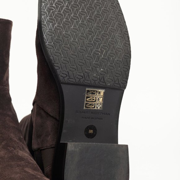 Stuart Weitzman 5050 Bold Hickory Sport Suede & Stretch Gabardine Booties - Picture 5 of 10